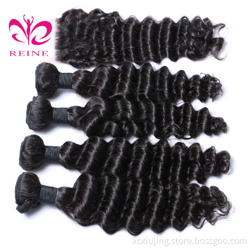 Hair Express Wholesale cuticle aligned hair ,deep wave with closure brazilian hair extension,100% virgin brazilian hair grade 9A